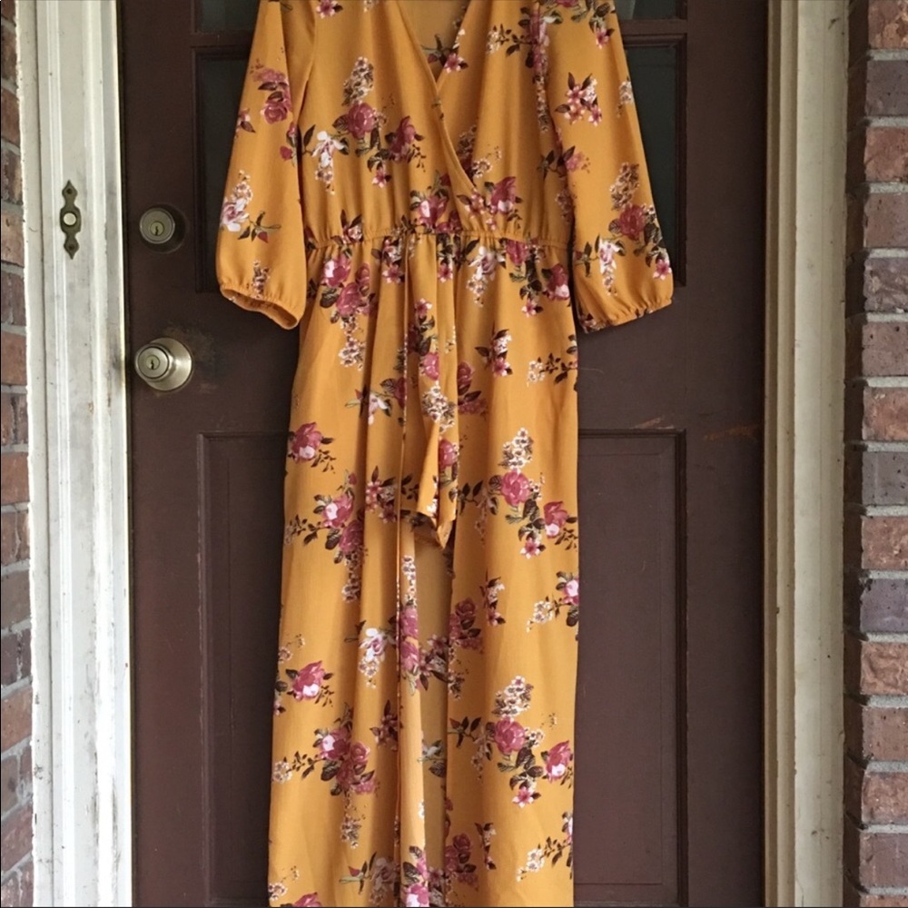 Floral romper with train